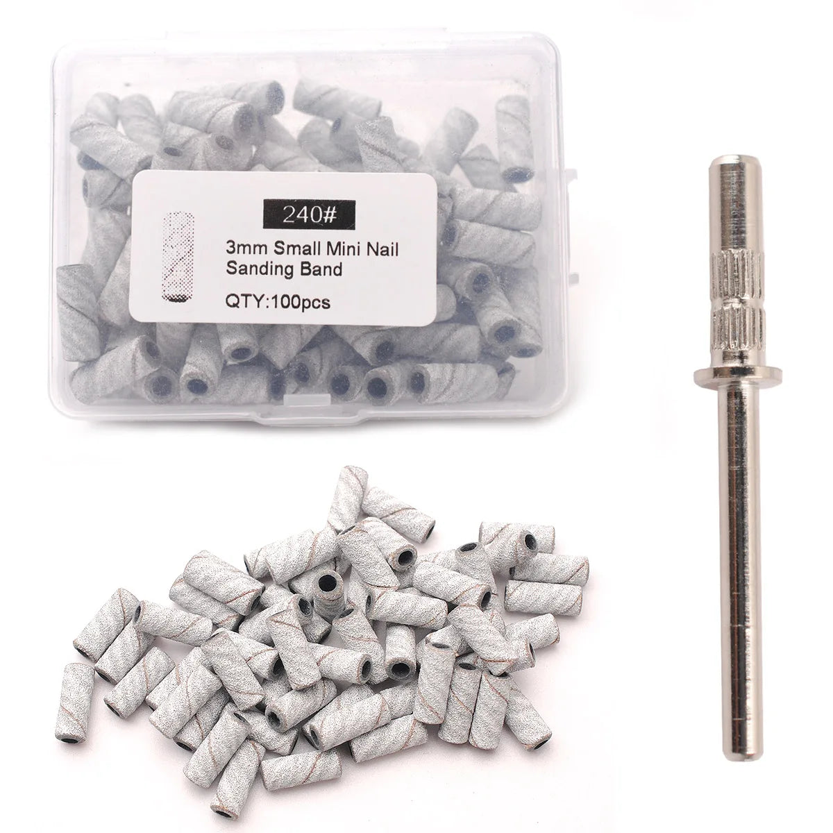 100pcs 3.1mm Mini Sanding Bands Kits Nail Drill Bits Mandrel Sets Electric Manicure Accessories Tool Dead Skin Remover - ima…