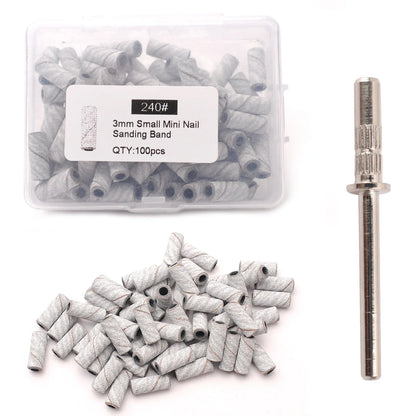 100pcs 3.1mm Mini Sanding Bands Kits Nail Drill Bits Mandrel Sets Electric Manicure Accessories Tool Dead Skin Remover - ima…