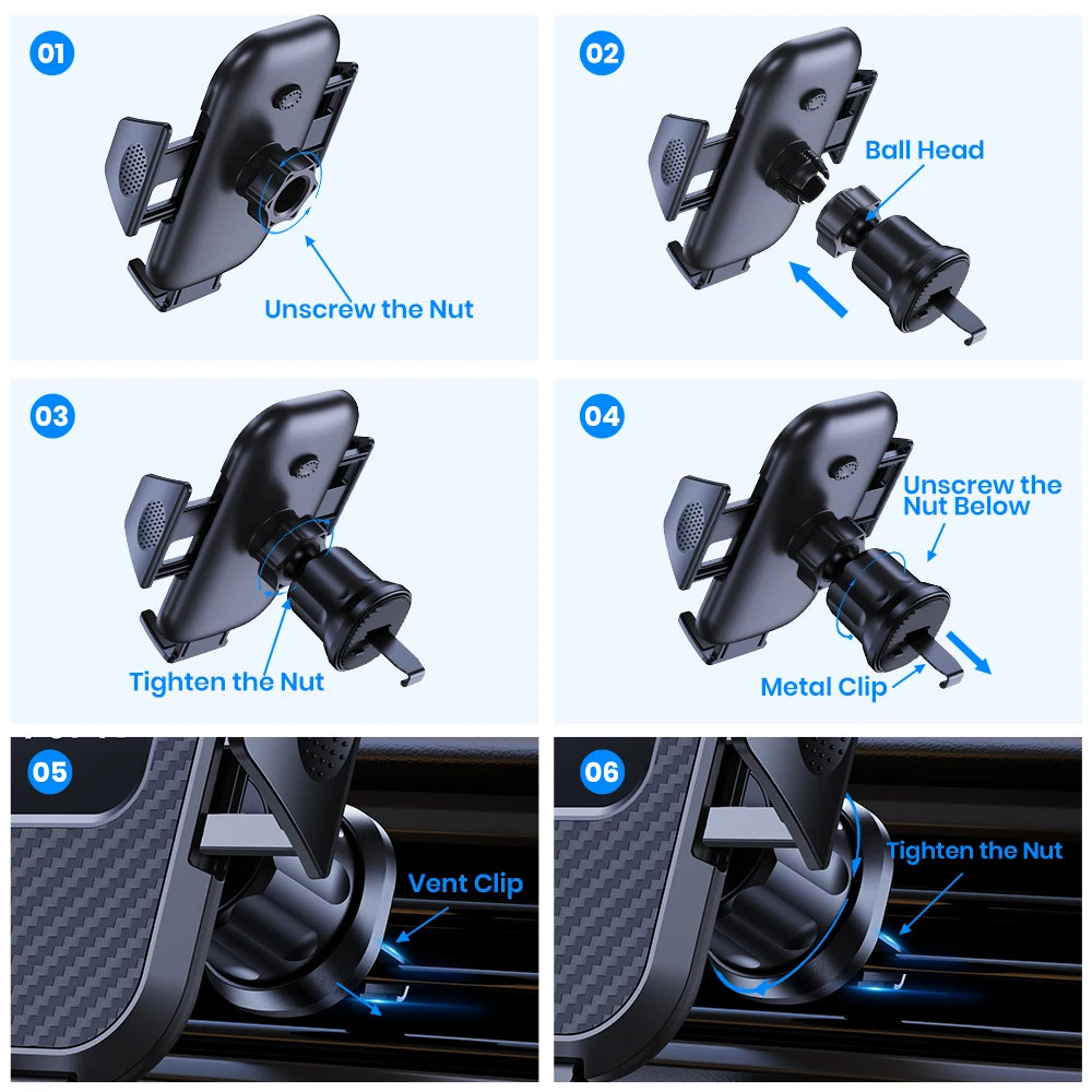 Car Phone Holder Mount,TOPK Upgrade Auto Locking Universal Phone Stand Holder with Hook Clip for Car Air Vent for iPhone Sam…