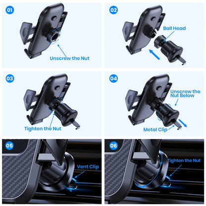 Car Phone Holder Mount,TOPK Upgrade Auto Locking Universal Phone Stand Holder with Hook Clip for Car Air Vent for iPhone Sam…