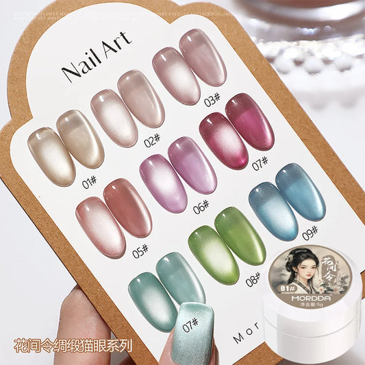 5g/Bottle White Moonlight Nail Cat's Eye Gel Magnetic Satin Gel Polish 9-Colors Soak Off Glitter Phototherapy Manicure Varni…