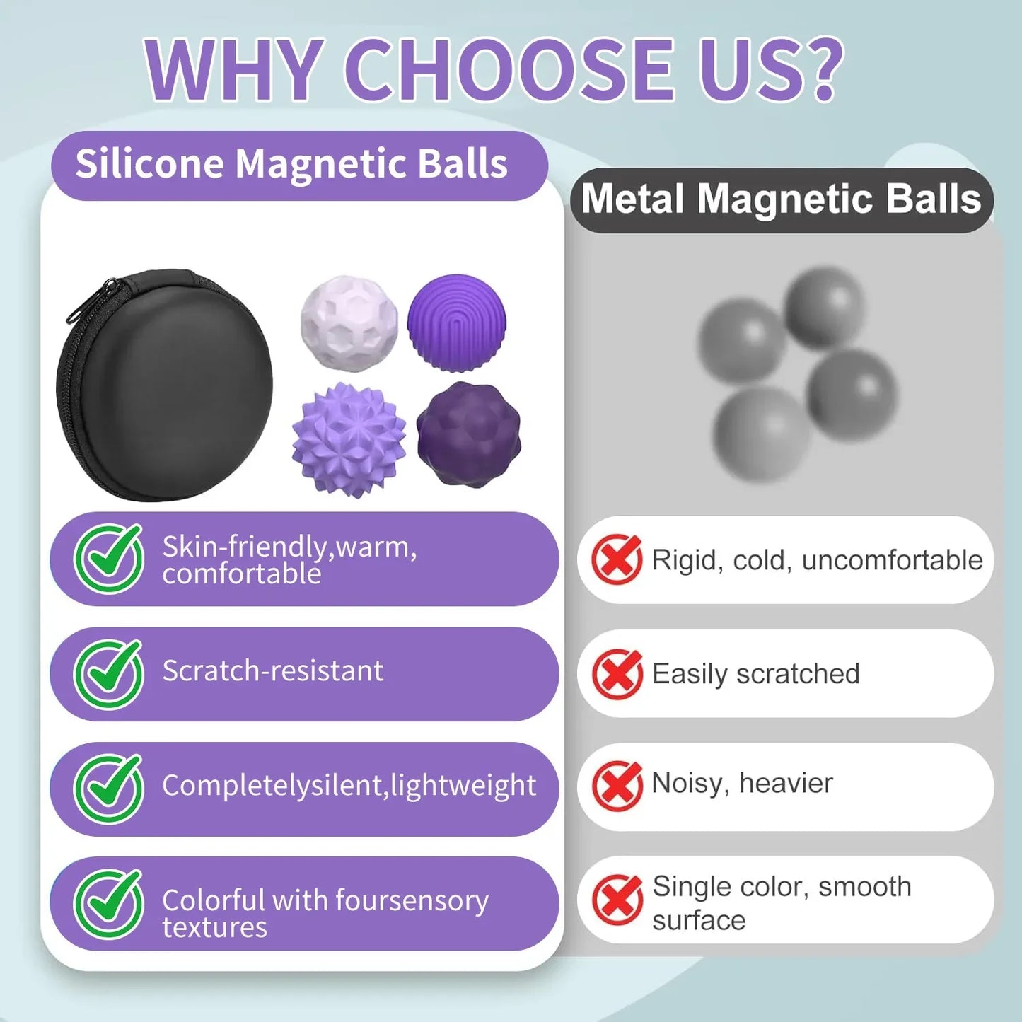 Silicone Magnetic Sensory Balls Fidget Toy Worry Balls Autism Calming Fidgeting Toy Anxiety Relief Stress Sensory Toy - imag…