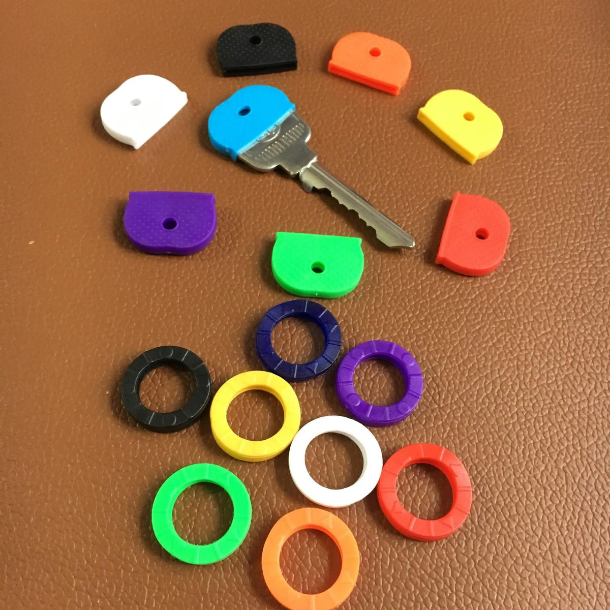 10pcs 24pcs 32pcs Color Key Sleeve Mixed Color Soft Silicone Elastic Key Ring DIY Key Pendant Marking to Distinguish The Key…