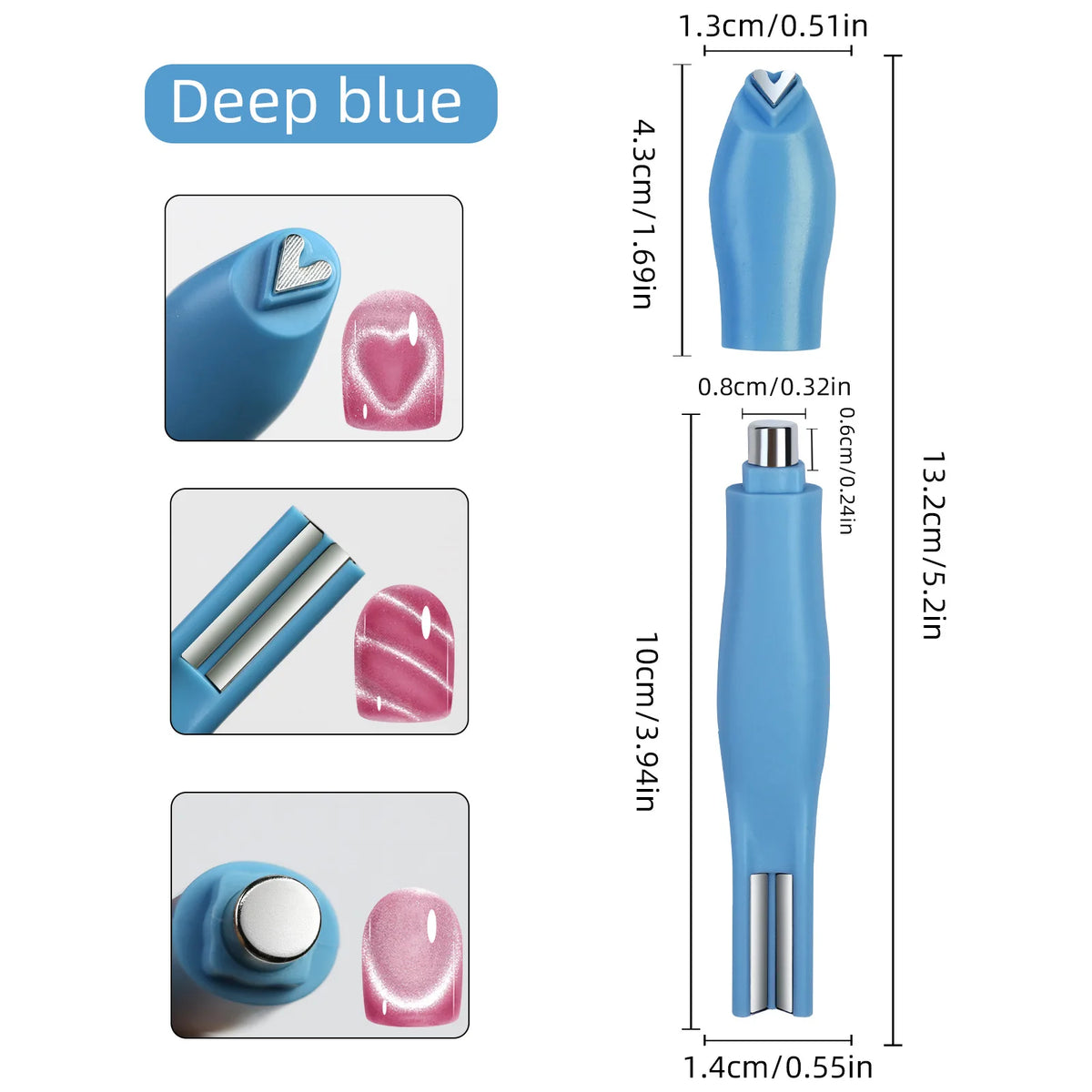 1Pcs 3-In-1 Heart Shape Cat Eye Nail Art Magnet Double Line Moon Snake French Magnet Pen for Magnetic Gel Polish Manicure To…
