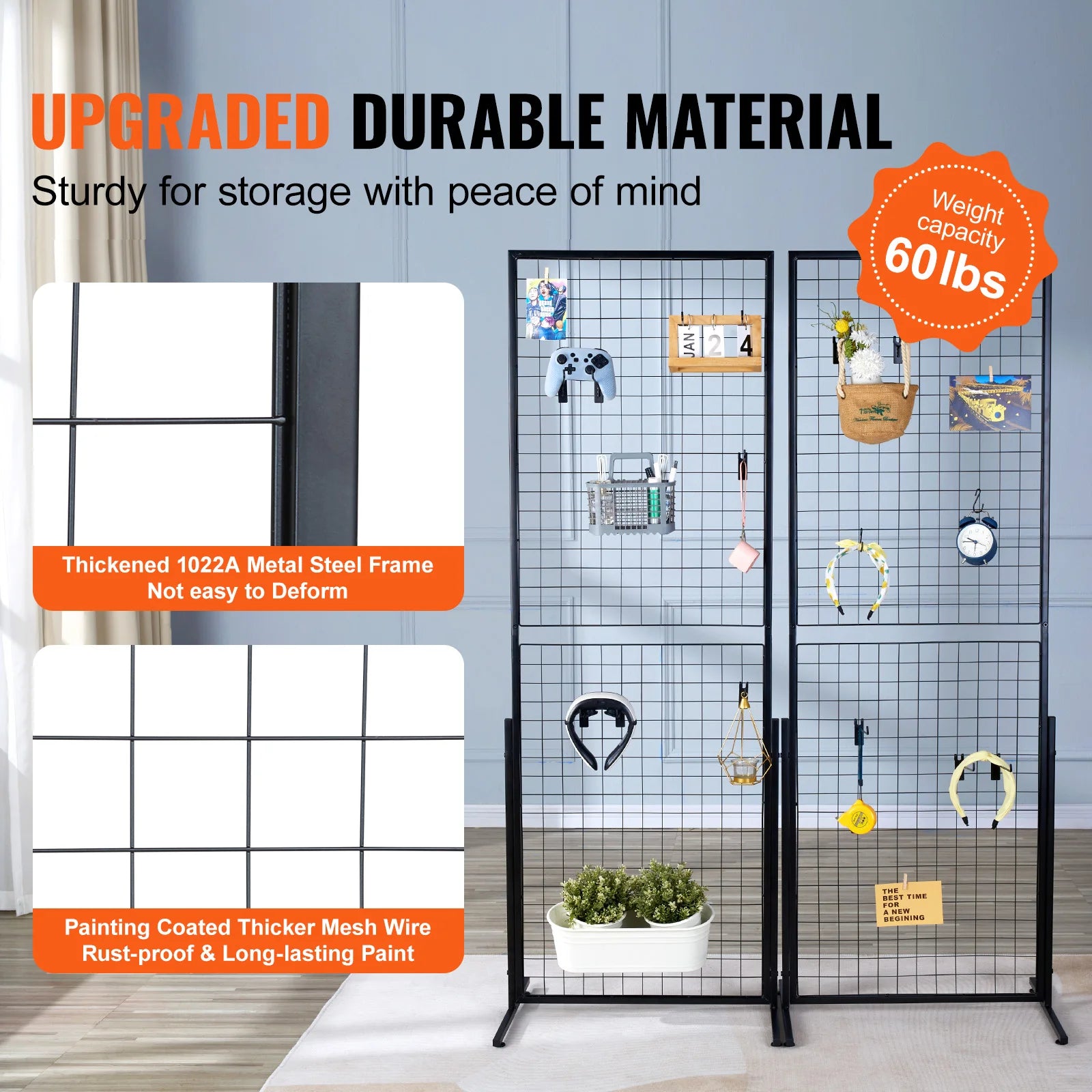 SucceBuy Grid Wall Panels Tower Wire Gridwall Display Racks Double Side Gridwall Panels for Art Craft Shows Retail Shop w/ H…