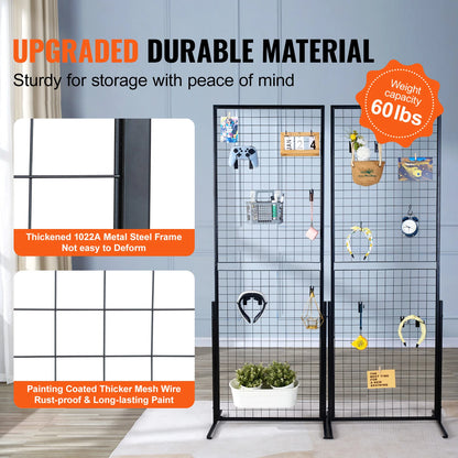 SucceBuy Grid Wall Panels Tower Wire Gridwall Display Racks Double Side Gridwall Panels for Art Craft Shows Retail Shop w/ H…