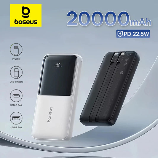 Baseus Power Bank 20000mAh PD 22.5W Fast Charging Phone External Battery Powerbank Charger for Xiaomi Poco iPhone Samsung iP…