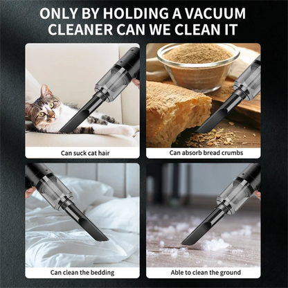 Handheld Vacuum Cordless High Power 15000PA Compressed Air Dust Collector Mini Portable Car Vacuum Cleaner Hairdryer - image…