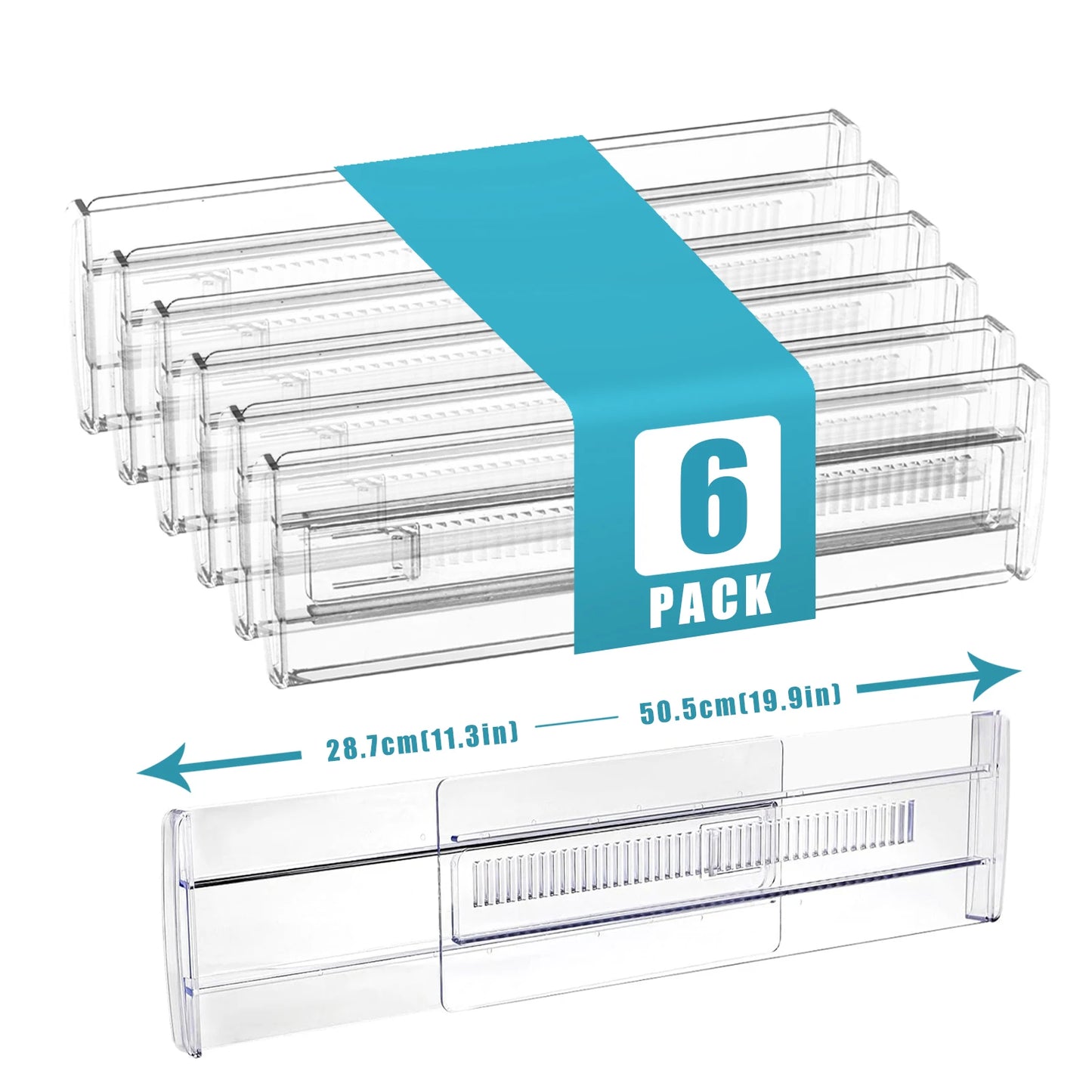 6/8/10/12-Pack Adjustable Drawer Organizers, Clear Expandable Dresser Organizers for Storing Clothes Kitchen Utensils - imag…