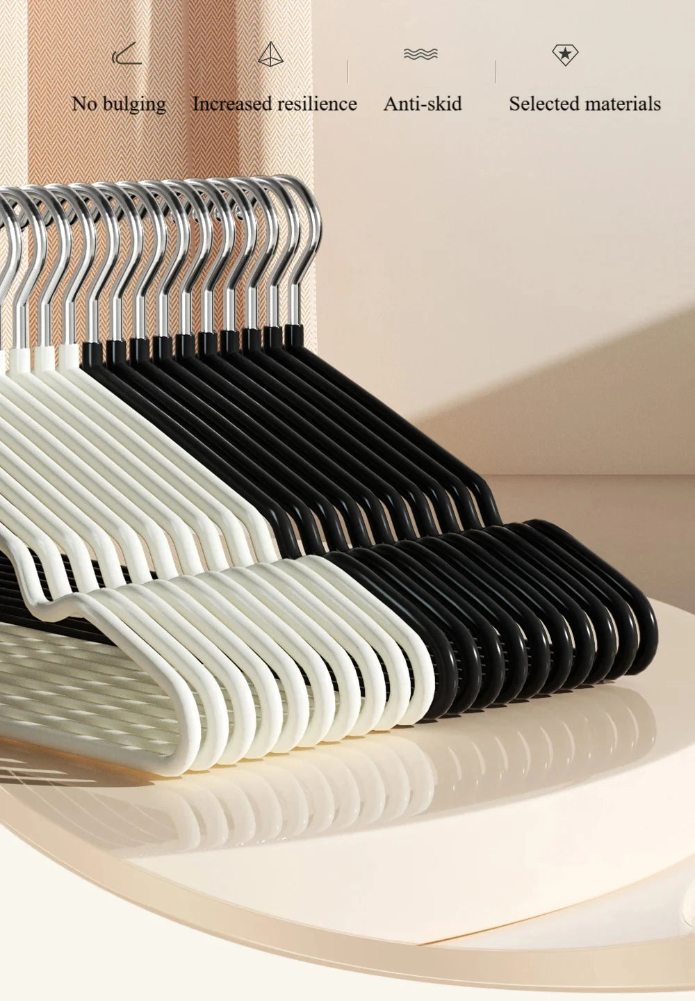 10pcs- Metal Traceless No-slip Clothes Hangers, Durable Strong Clothes Racks, Household Space Saver For Organization Of Bedr…