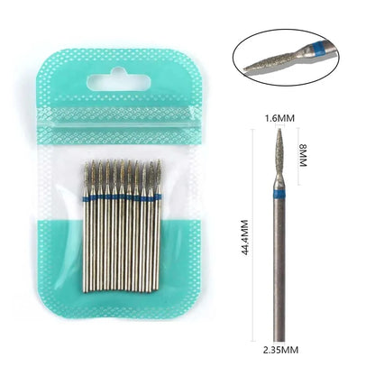 10pcs Diamond Milling Cutter Nail Drill Bits Set For Manicure Accessory Pedicure Eletric Machine Nail Bit Brush Burr Tools -…