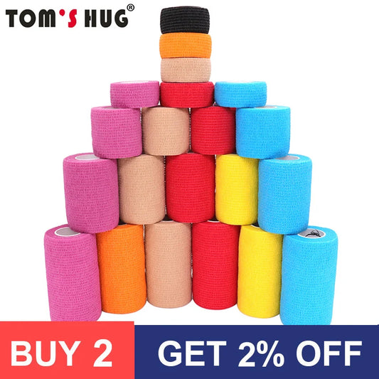 18 Colors Colorful Athletic Wrap Tape Self Adhesive Elastic Bandage Bands Sports Protector For Knee Finger Ankle Palm Pet -…