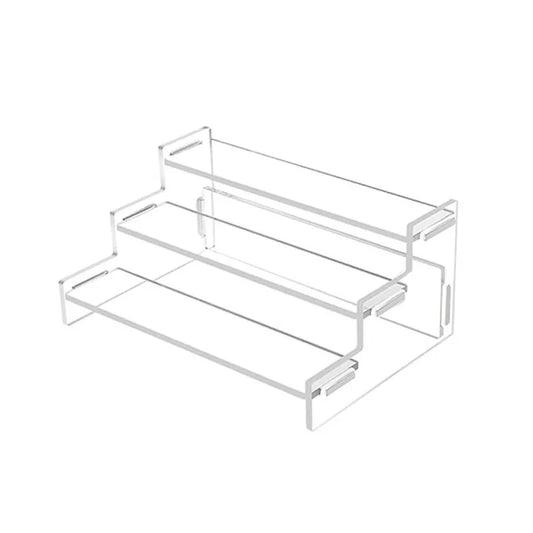 3 Tier Acrylic Display Stand Durable Display Rack For Cupcake Perfume Doll Transparent Trapezoidal Blind Box Storage Shelf
