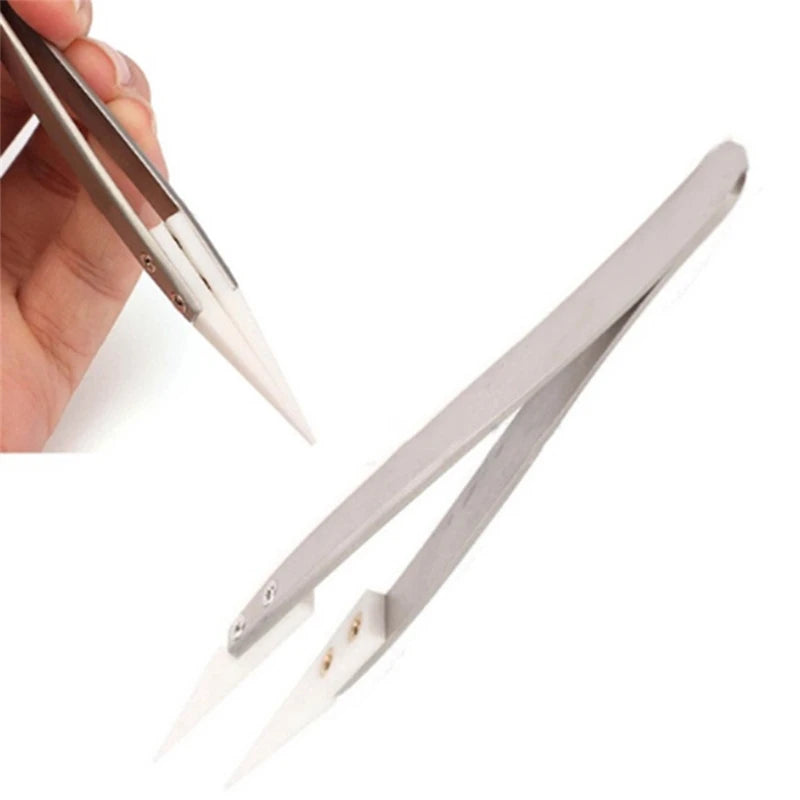 Ceramic Tipped Stainless Steel Tweezers Tips Heat Pointed Resistant Tweezer Electronic Soldering Tweezers Fine Pointed Tip -…