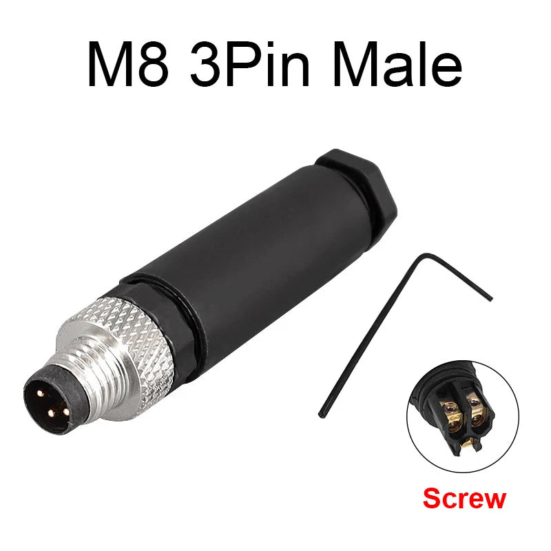M8 Sensor Connector Waterproof Male&Female Plug Straight Angle Screw Threaded Coupling 3Pin 4Pin - image 9