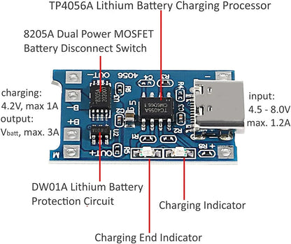 2/5PCS 5V 1A Micro/Type-c/Mini 18650 TP4056 Lithium Battery Charger Module Charging Board With Protection Dual Functions Li-…