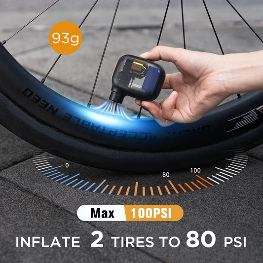 AIRBANK AS100 Mini Portable Bicycle Pump Rechargeable Air Inflator 100PSI Type-C Bike Accessories for Bike Schrader Presta T…