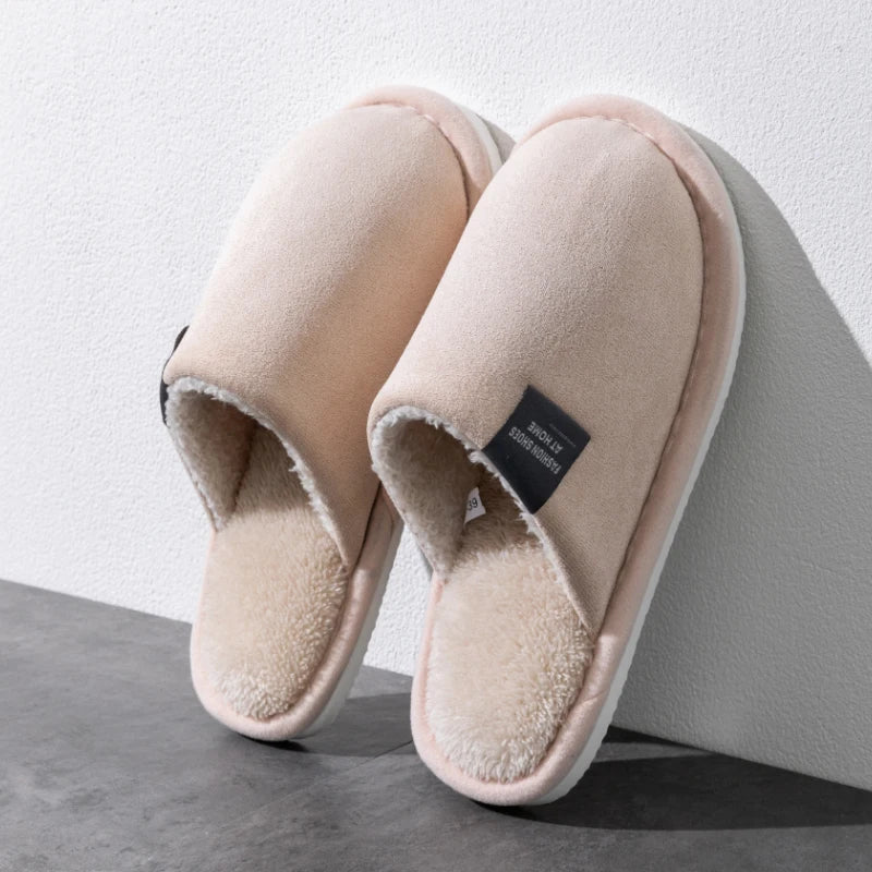 Household Indoor Men's Slippers Autumn and Winter Home Floor for Guests Lightweight Quiet Non-slip Suede Fabric Couple's Sho…
