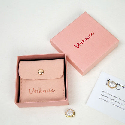 24/50/100Set Personalized Logo 9x9x3cm Jewelry Paper Box With 8x8cm Microfiber Snap Bag Jewellery Earrings Rings Brooch Boxe…