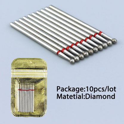 10pcs Diamond Milling Cutter Nail Drill Bits Set For Manicure Accessory Pedicure Eletric Machine Nail Bit Brush Burr Tools -…