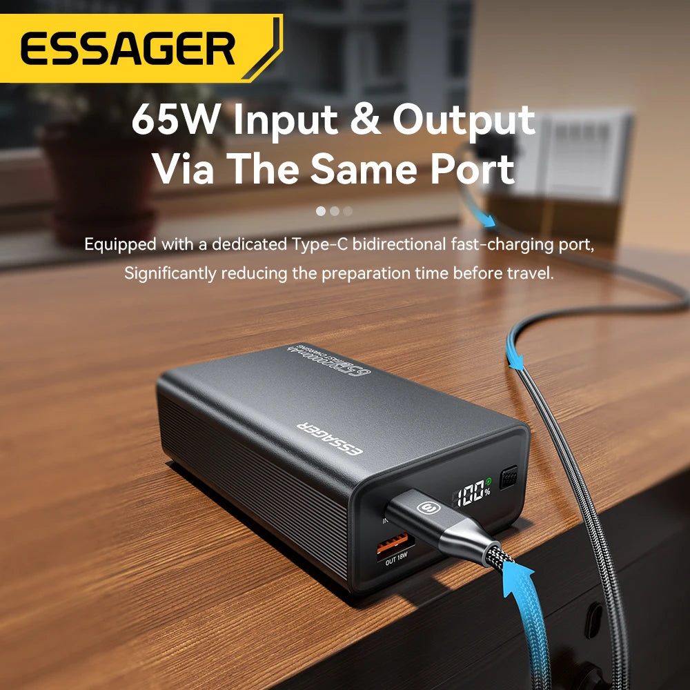 Essager Power Bank 20000mAh Portable PD 65W Fast Charging Mobile Phone External Battery Powerbank For IPhone17 16 15 Laptop…