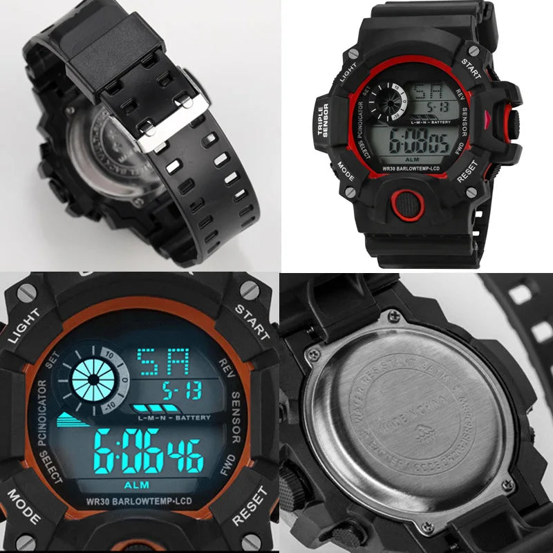 Fashion Men's Watch Sports Electronic Wristwatch Large dial Multifunctional Waterproof Luminous Alarm Kids Male's Military W…