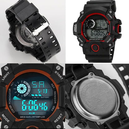 Fashion Men's Watch Sports Electronic Wristwatch Large dial Multifunctional Waterproof Luminous Alarm Kids Male's Military W…