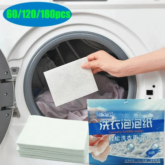 60/120/180PCS Laundry Detergent Sheets Powerful Stain Remover Long Lasting Fresh Scent Eco Friendly Safe for Machine Clothes