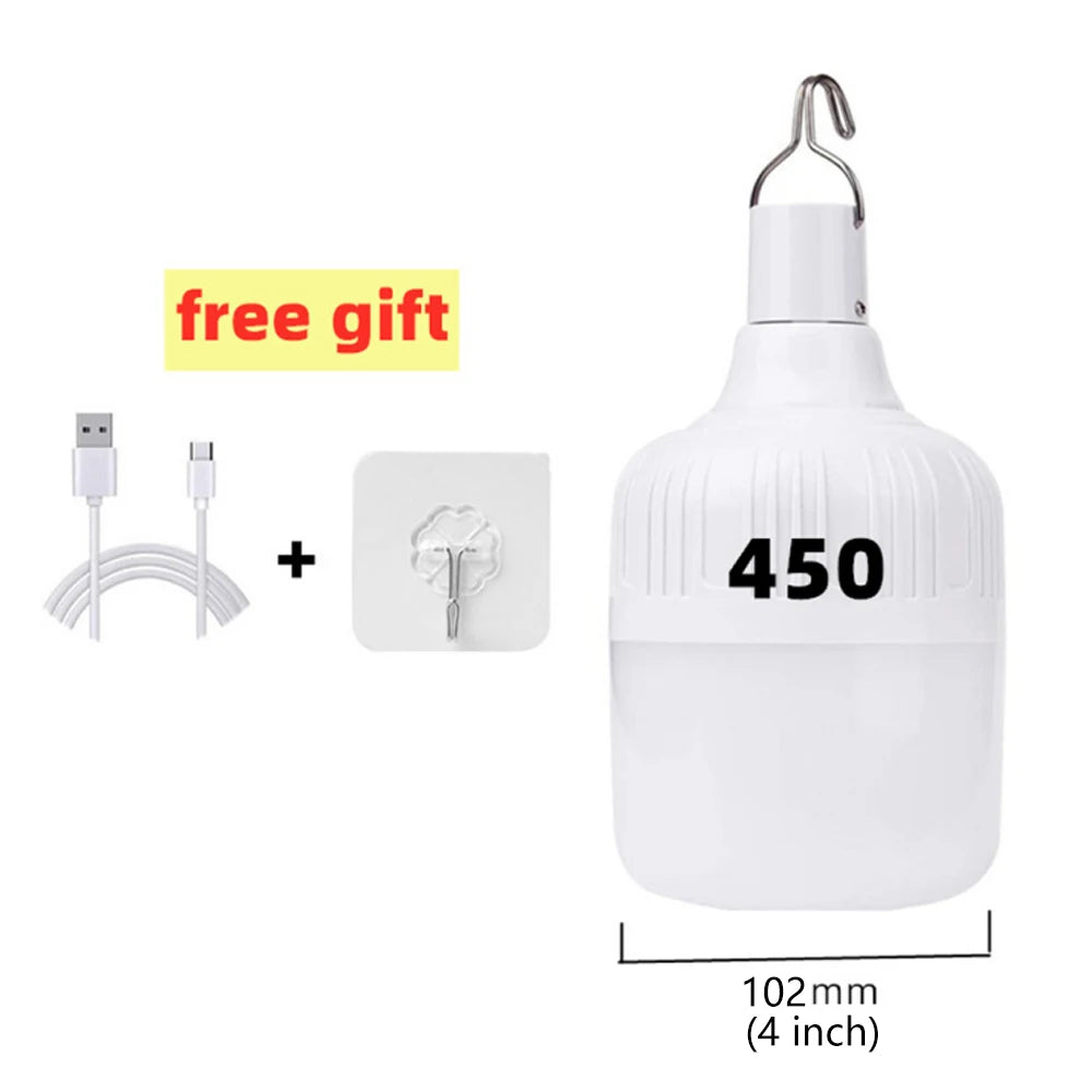 Portable Outdoor BBQ Camping Lights USB Rechargeable Lamp LED Emergency Bulb Hook High Power Tents Lantern Night Lights Bulb…