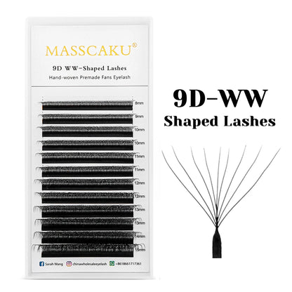 MASSCAKU 3D 4D 5D 6D 7D 8D 10D W Shaped Eyelash Natural Soft Lightweight Individual W Style Premade Fans Eyelashes Extension…