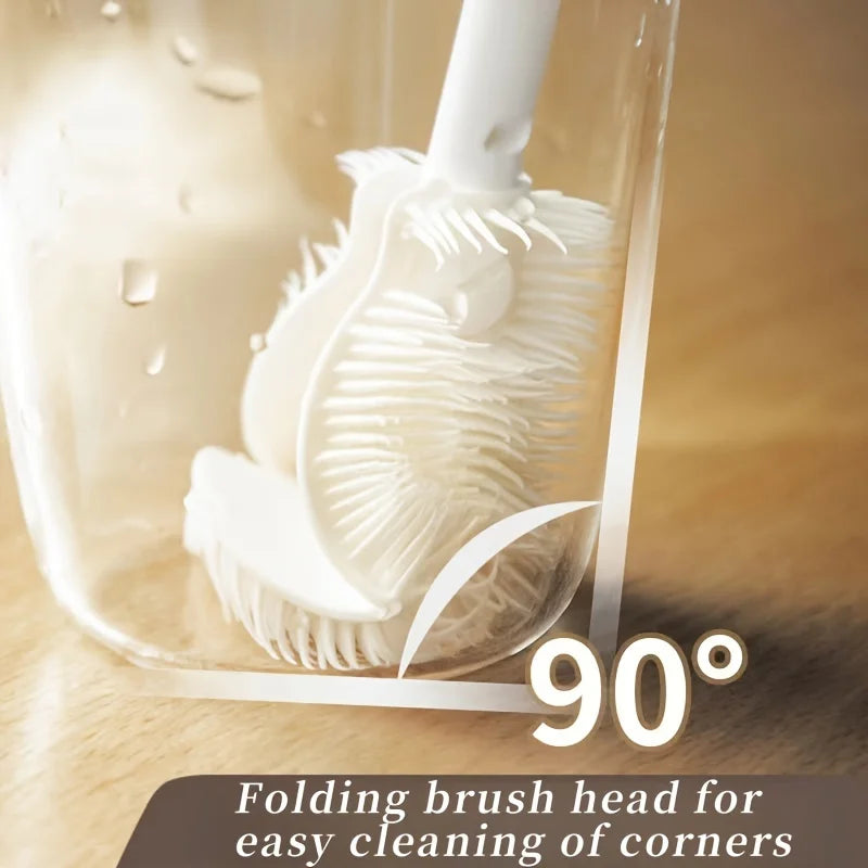 Foldable 360 Degree Comprehensive Cleaning Silicone Brush with Long Handle Design, Reusable for Bottles and Cups - image 6