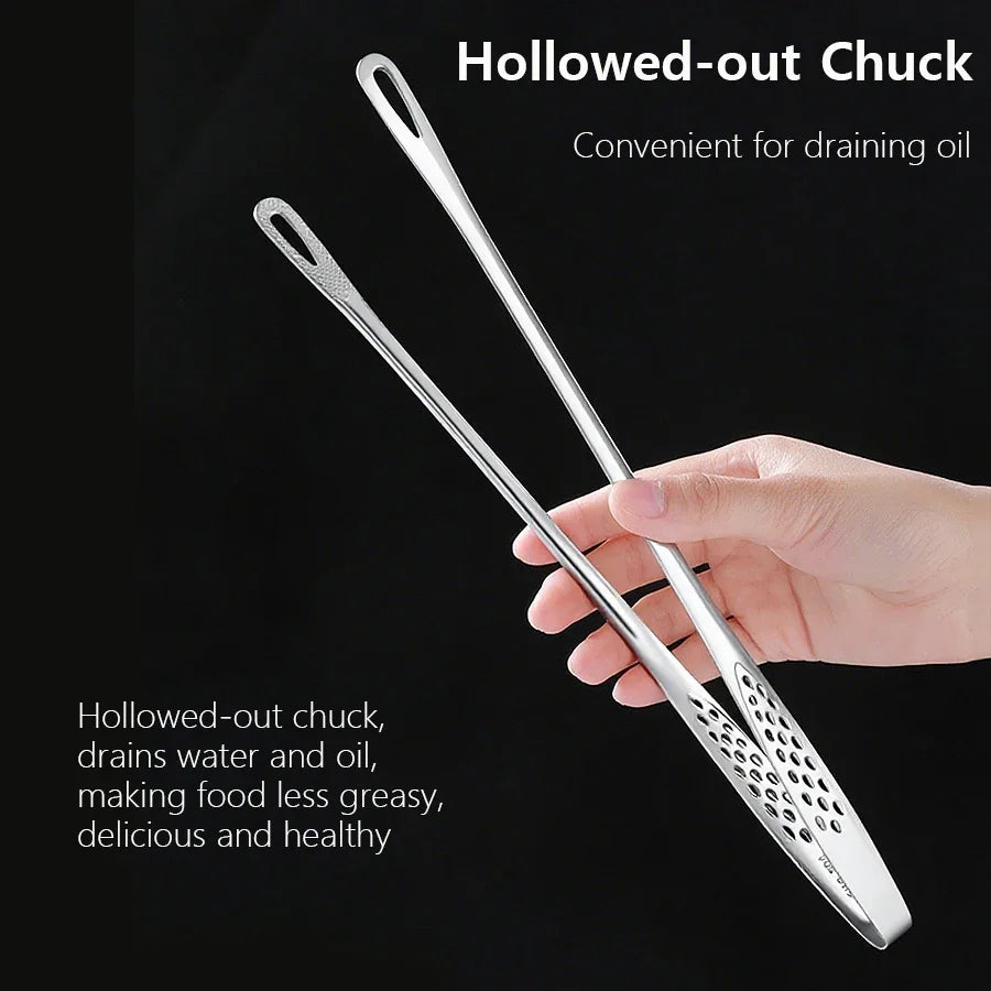 Long Stainless Steel Kitchen Tongs Non-Slip Heat Resistant BBQ Grill Tongs for Steak Seafood Buffet Salad Cooking Tools - im…