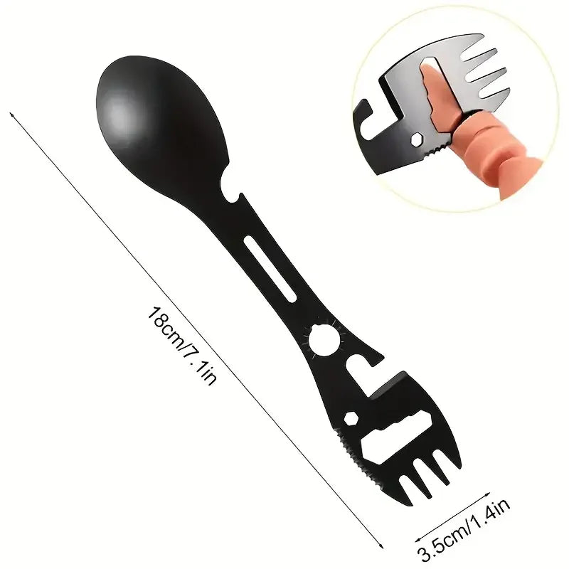 Outdoor Fork Spoon Versatile Outdoor Camping Tool Lightweight Fork Spoon Bottle Opener for Survival Tactical Utility for Eas…