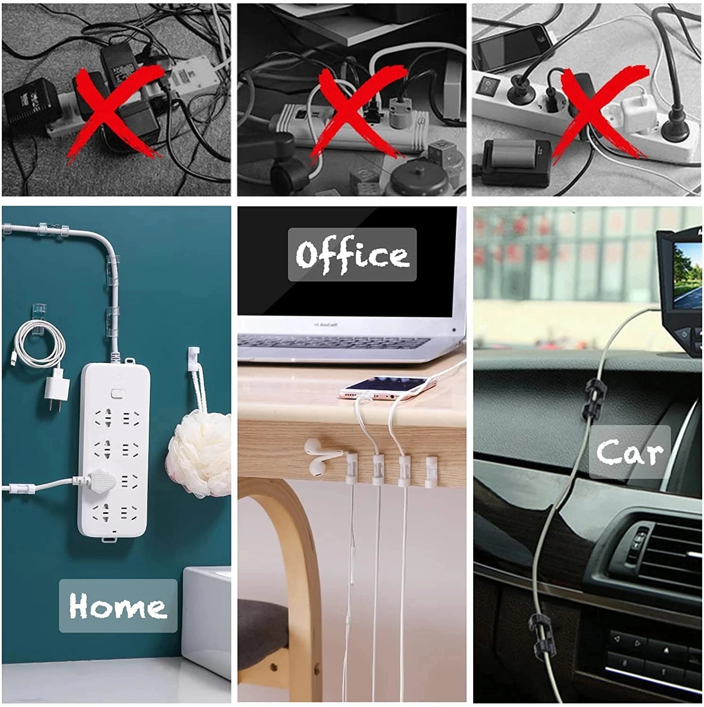 Cable Clips Organizer Drop Wire Holder Cord Management Self-Adhesive Cable Manager Fixed Clamp Wire Winder For Home Office C…
