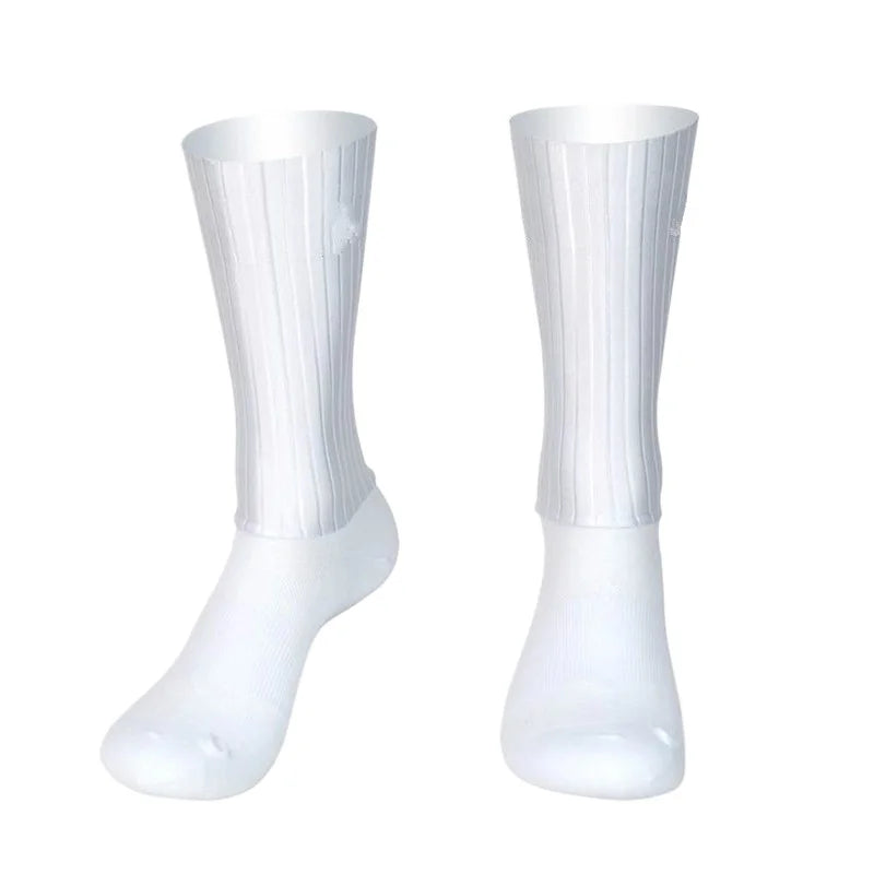 Aero Cycling Summer Anti Socks Whiteline Slip Silicone Socks Men Bicycle Sport Running Bike Socks Calcetines Ciclismo