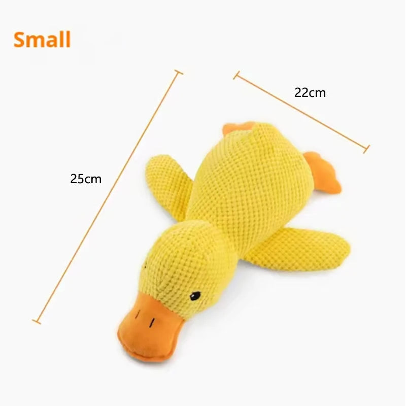 Dog sleeping with a dog hug duck toys to relieve boredom of little yellow duck pet interactive plush doll pet supplies - ima…
