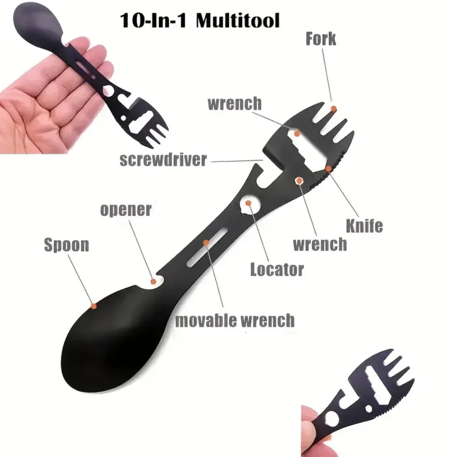 Outdoor Fork Spoon Versatile Outdoor Camping Tool Lightweight Fork Spoon Bottle Opener for Survival Tactical Utility for Eas…
