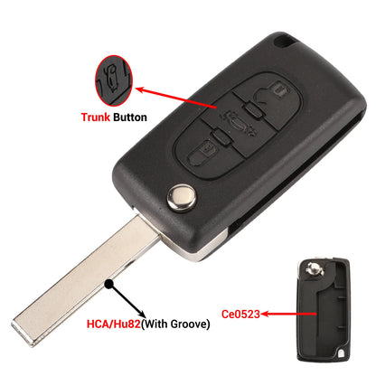 Jingyuqin 2/3 Buttons for Peugeot 207 307 308 407 607 807 For Citroen C2 C3 C4 C5 C6 Auto Remote key Case Va2/Hu83 CE0523 CE…