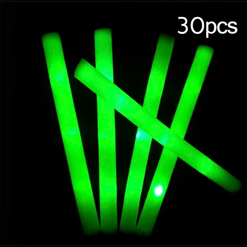 15/30Pcs LED Glow Sticks Bulk Colorful RGB Glow Foam Stick Cheer Tube Dark Light for Xmas Birthday Wedding Party Supplies -…