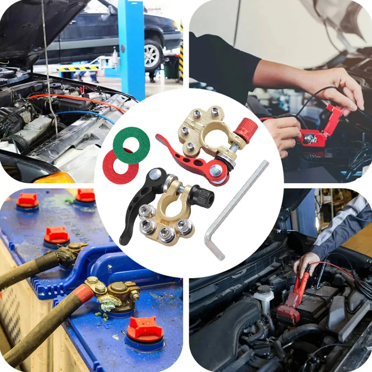 2Pcs Car Battery Terminal Connectors Quick Release Disconnect 12V 24V Positive Negative Battery Cable Ends for SAE/JIS Type…