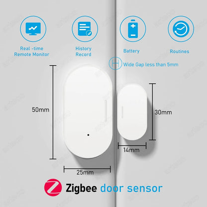 Zigbee Door Window Sensor Open Close Detector Smart Home Security Alarm Burglar Door Sensor Works With Alexa Home Assistant…