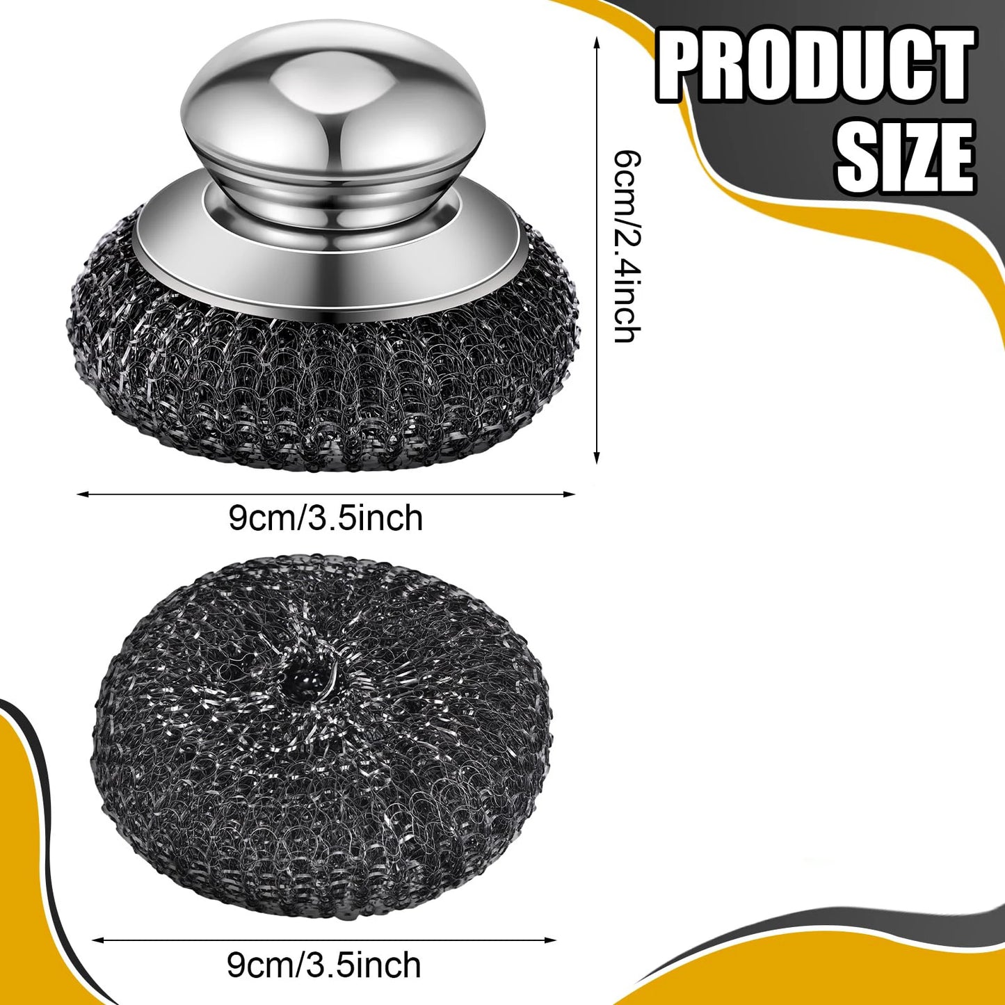 1-10PCS Stainless Steel Pot Brush with Handle Heavy Duty Dishwashing Wire Ball Metal Scrubber for Home Kitchen Cleaning Tool…