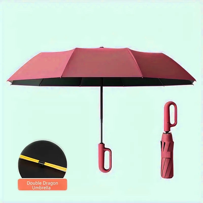 UV Protection Casual Folding UPF50+ Automatic Umbrella With Loop Buckle, Stylish Design Compact Sun, For Outdoor Travel - im…