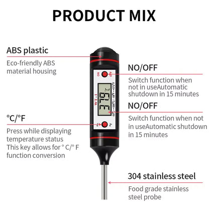 -50-300℃ Digital Food Thermometer For Meat Kitchen Cooking Water Milk Food Probe Temperature Meter BBQ Electronic Oven Tool…