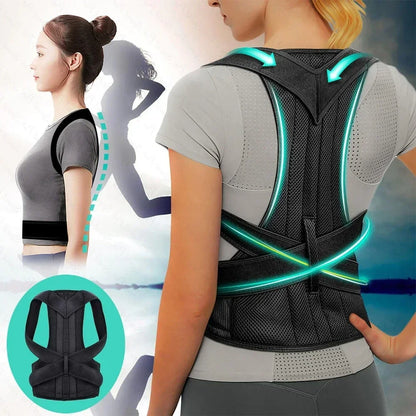 Reinforced Belt Lumbar Column Posture Corrector Vest Adjustable Back Support Strap Shoulder Spine Brace Neck Stretcher Train…