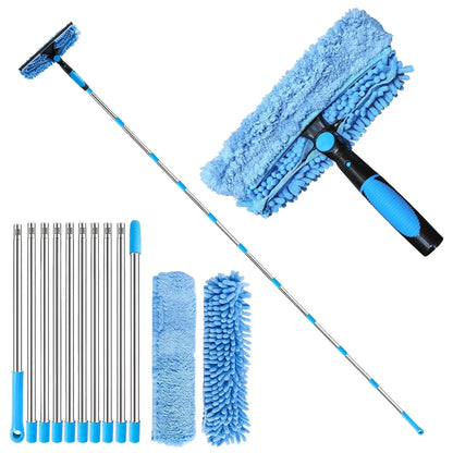 Window Squeegee Cleaner Tool Kit with Long Handle Telescopic Long Handle Squeegee Kit for Glass Scrubber Cleaning Equipment
