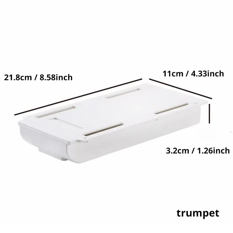 1PCS White SelfAdhesive Storage Drawer Box Makeup Pencil Tray Desk Hidden Under Stand Self-adhesive Under-drawer Storage Box…
