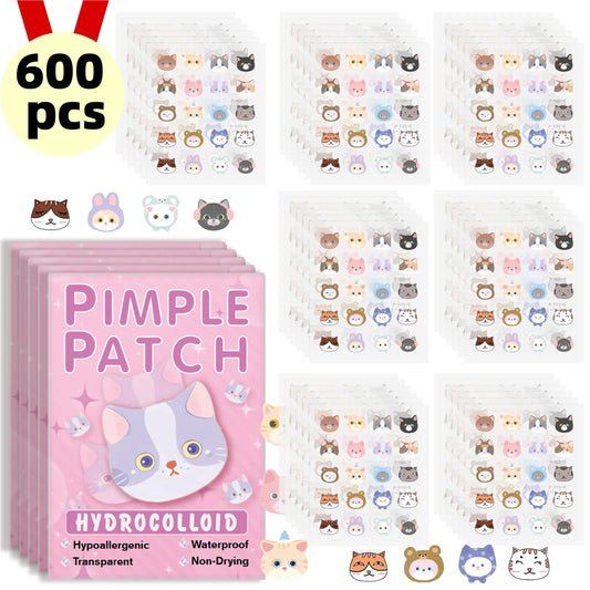 600pieces of cartoon cat acne patches, facial acne patches, concealer acne patches, and pimples patches. Ultra-thin and brea…