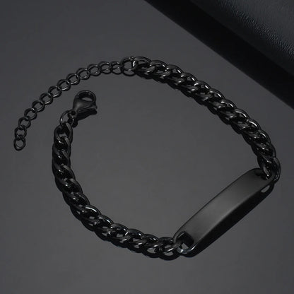 Stainless Steel Engrave Name Bracelet For Men Personalized Nameplate Date DIY Bracelets For Male Boy Jewelry Birthday Gift -…