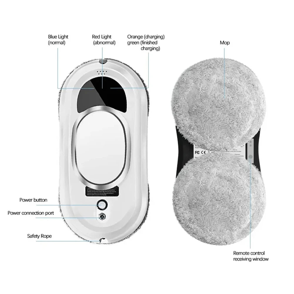 Electric Window Cleaning Robot 5600Pa Automatic & Remot Control Limpiacristales Vacuum Glass Washing Robot for Home Applianc…